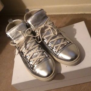 Silver Balenciaga shoes size 12